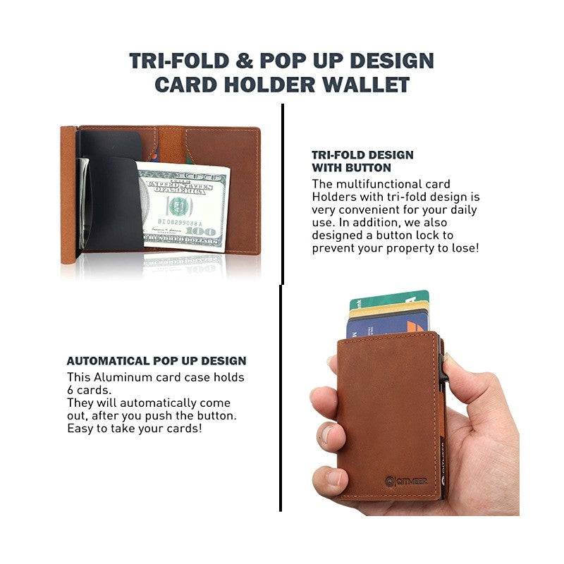 Unisex Leather Wallet ✨🖤 | RFID Protection 🔒 | Aluminum Card Holder 💳 all in one.